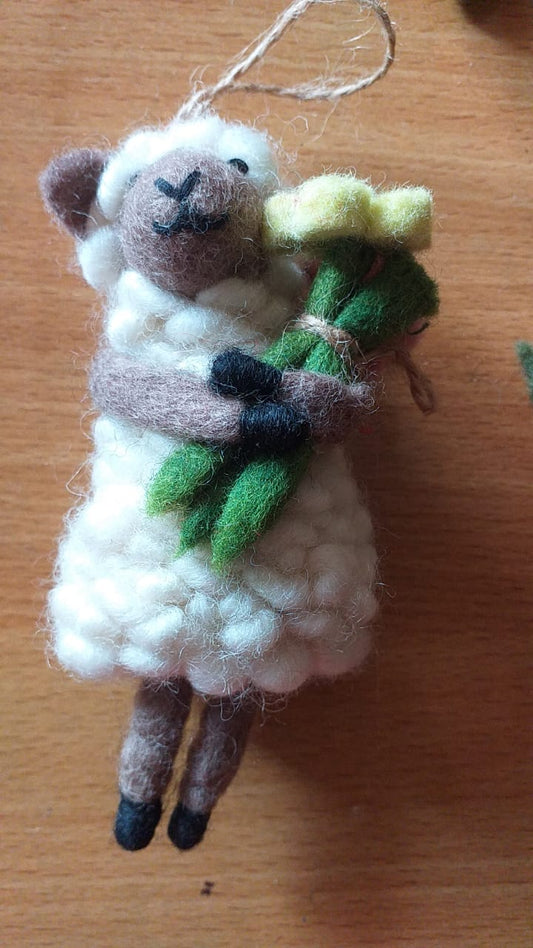 Handcrafted Woolen Sheep Keyring