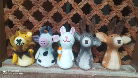 Handcrafted Woolen Animal Set (Set of 5)