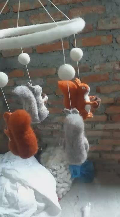 Handcrafted Woolen Squirrel Rope Decoration Set